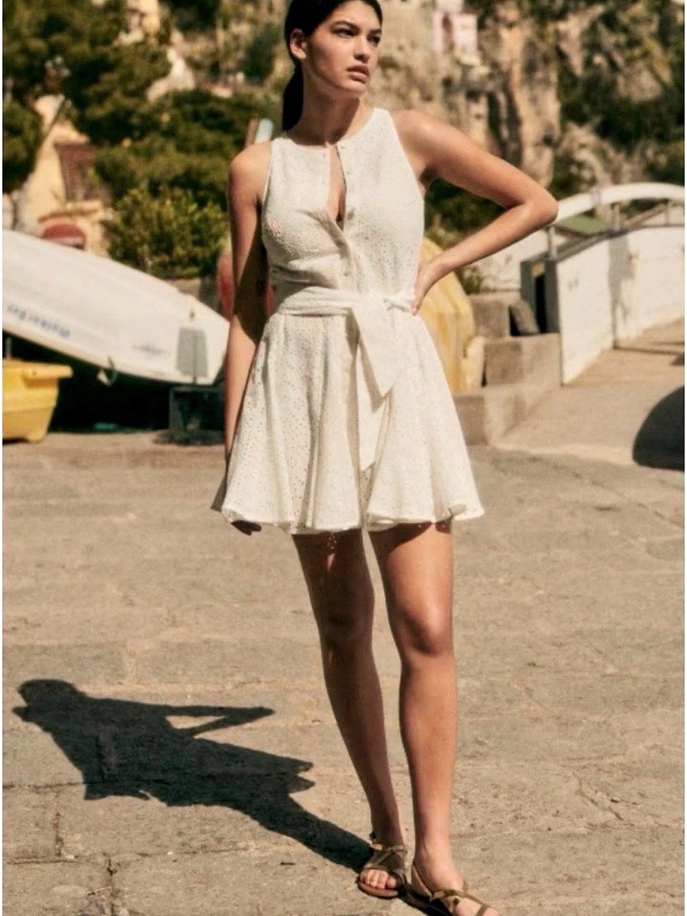 Sézane White Eyelet Mini Dress Like New